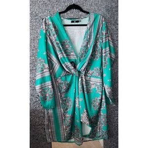 Curve Green Paisley Print Wrap Dress